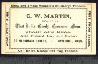 Reverse:    Advertising    C.W. Martin, 65 Merrimack Street