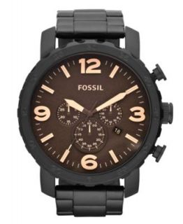 Fossil Watch, Mens Chronograph Nate Black Ion Plated Stainless Steel