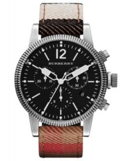 Burberry Watch, Swiss Chronograph Brown Leather Strap 42mm BU7814