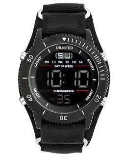 Unlisted Watch, Mens Digital Black Woven Synthetic Cuff Strap 46mm