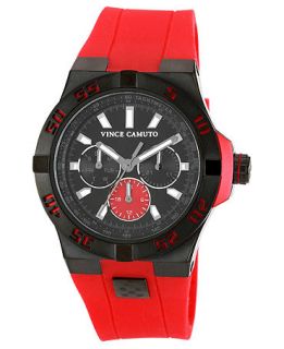 Vince Camuto Watch, Mens Red Silicone Strap 43mm VC 1010RDBK   All