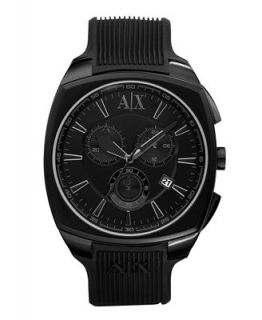 Armani Exchange Watch, Mens Chronograph Black Silicone Strap 44mm