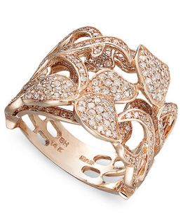 Effy Collection Diamond Ring, 14k Rose Gold Diamond Leaf and Flower