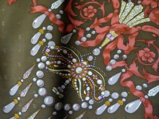 Nina Ricci RARE French Silk Vintage Scarf Flower Jewellry