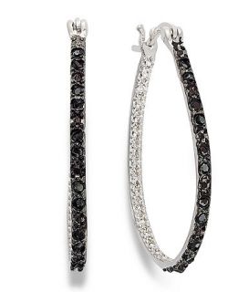 Victoria Townsend Sterling Silver Earrings, Black Diamond Hoop