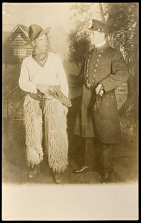Wooly Chaps Cowboy with Cop Policeman Studio 1910 RPPC