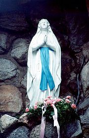 statue of the Blessed Virgin Mary at the Grotto of Our Lady of
