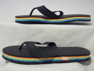 Rainbow Sole Black Foam Flip Flop Sandals Mens 11 New