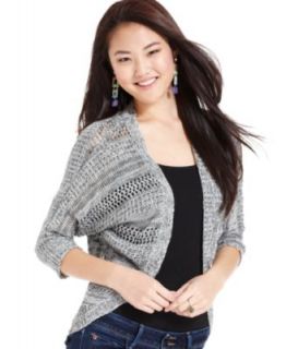 Eyeshadow Juniors Sweater, Short Sleeve Marled Knit Cocoon