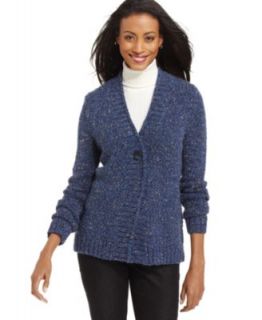 Charter Club Sweater, Long Sleeve Marled Knit Cardigan