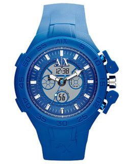 Armani Exchange Watch, Mens Analog Digital Blue Silicone Strap