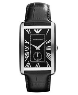 Emporio Armani Watch, Mens Black Croco Leather Strap 39x32mm AR1604
