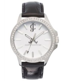 Juicy Couture Watch, Womens Jetsetter Black Embossed Leather Strap