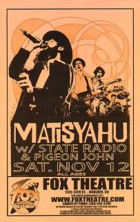 Matisyahu State Radio Boulder 2005 Concert Poster