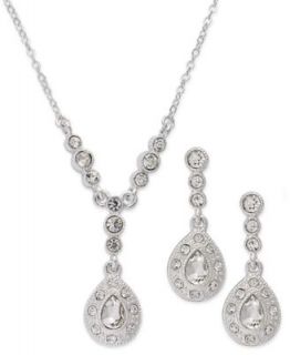 Charter Club Jewelry Set, Silver tone Crystal Pendant Necklace and