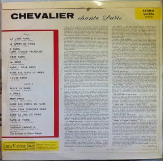 Maurice Chevalier Chante Paris LP Mint 540 036 Vinyl France Stereo ED1