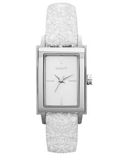 DKNY Watch, Womens White Sequin Leather Strap 28x22mm NY8710