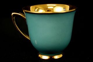 Rudolf Kampf Czechoslovakia Gold w/ Turquoise Porcelain Demitasse Cup