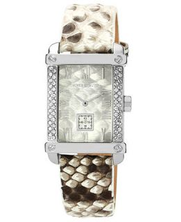 Vince Camuto Watch, Womens White Python Leather Strap 36x28mm VC