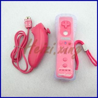 New Pink Built in Motion Plus Remote and Nunchuck Controller for