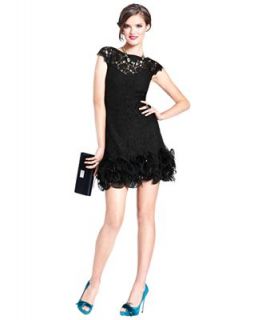 Holiday Style Guide Lace Feathered Party Dress Look