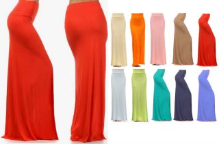 Full Length Mermaid Flare Maxi Skirt Stretch Knit All Colors