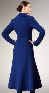 Nanette Lepore Cuff Me Maxi Coat 6 s UK 8 10 Wool Leather Trim Long