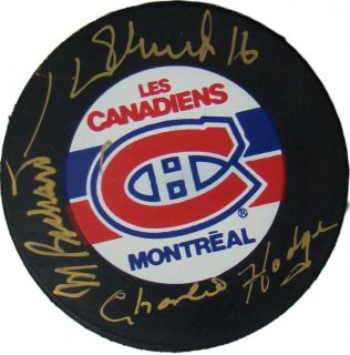 Maurice Richard H Richard Hodge Signed Canadians Puck JSA G49143