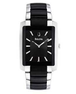 Bulova Watch, Mens Black Plated Stainless Steel Bracelet 35mm 98A117