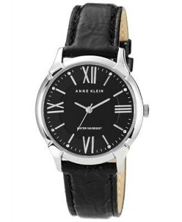 Anne Klein Watch, Womens Black Crinkled Patent Leather Strap 36mm 10