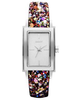 DKNY Watch, Womens Multi Color Sequin Leather Strap 28x22mm NY8714