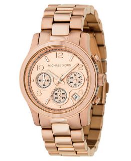 Michael Kors Watch, Womens Runway Rose Gold Plated Stainless Steel