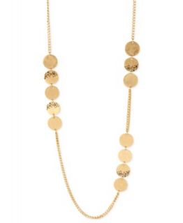 Kenneth Cole New York Necklace, Gold Tone Double Drop Shape Pendant