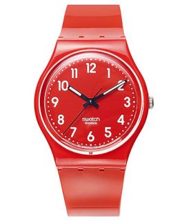 Swatch Watch, Unisex Swiss Cherry Berry Shiny Red Polyurethane Strap