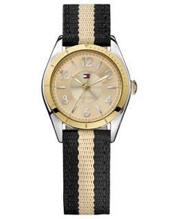 Tommy Hilfiger Watch, Womens Tan and Brown Grosgrain Strap 30mm