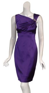 David Meister Amethyst Jeweled Fitted Eve Dress 2 New