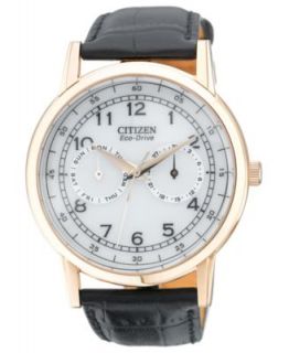 Citizen Watch, Mens Eco Drive Black Leather Strap 42mm AO9000 06B