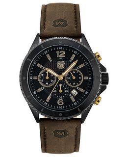 Andrew Marc Watch, Mens Chronograph Brown Leather Strap 46mm A11405TP
