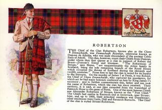 Old Print Scottish Clan Robertson Roberts McRoberts
