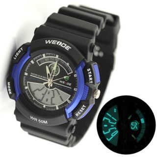 Mens Sport Dive Wrist Watch Dual Time Display 50ATM Water Resistant