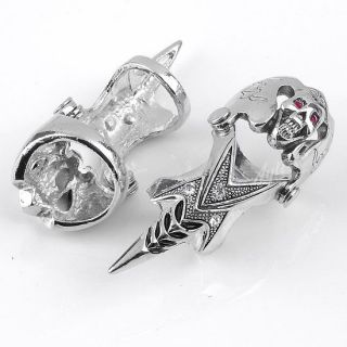 War Knight Armor Double Two Mens Finger Ring Cool Rosy Crystal
