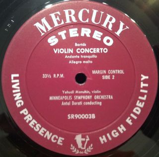 Dorati Menuhin Bartok Violin Concerto LP VG SR 90003
