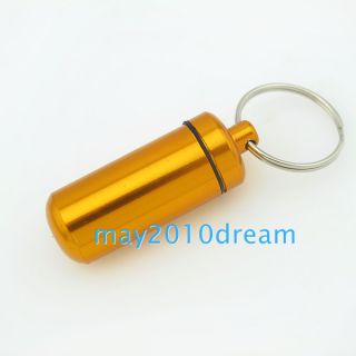 Mini Aluminum Pill Box Case Bottle Holder Container Keychain