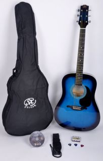 SX Mentor Bus Acoustic Guitar Package Blue w Free Carry Bag
