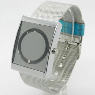 Iron Net Mesh Band Circle Quartz Wrist Watch Mens Unisex Q0813
