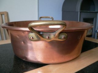French Copper Jam Preserving Pan with Brass Handles Meret