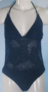 Marie Meili Black Crochet Swimsuit Monokini XL New $40