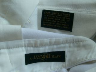 Vintage New Mens Size 38 x 30 Jaymar Ruby White Flat Front Golf Pants