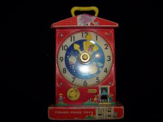 Fisher Price Teaching Clock 998 1968 Music Box Tested