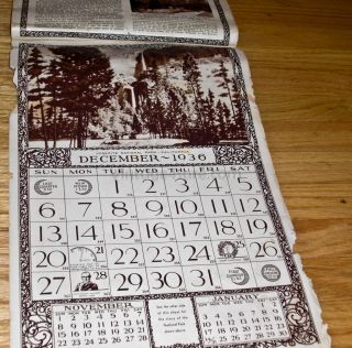 National Parks Calendar 1936 History of The Parks All 12 Month Intact